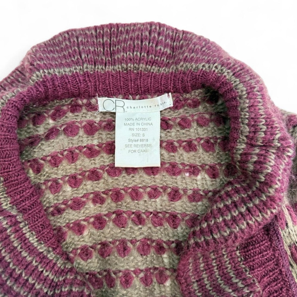 Y2K Charlotte Russe Ruffled Purple Knit Cardigan - Picture 3 of 6